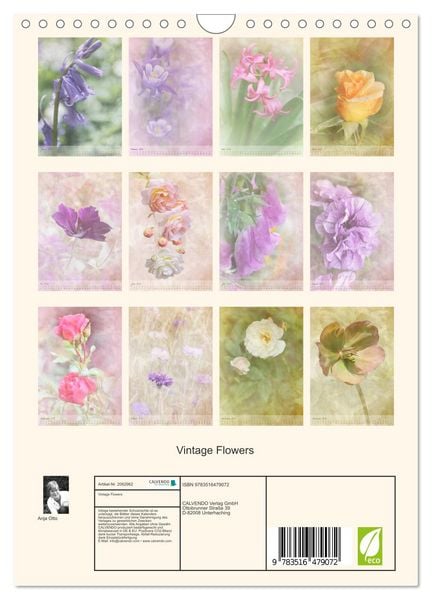 Produktbild: Vintage Flowers (Wandkalender 2026 DIN A4 hoch), CALVENDO Monatskalender