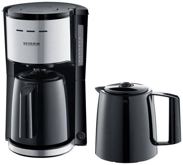 Produktbild: Severin KA 9308 Kaffeemaschine Edelstahl (geb&uuml;rstet), Schwarz Fassungsverm&ouml;gen Tassen=8 Isolierkanne