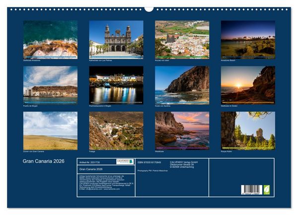 Produktbild: Gran Canaria 2026 (Wandkalender 2026 DIN A2 quer), CALVENDO Monatskalender