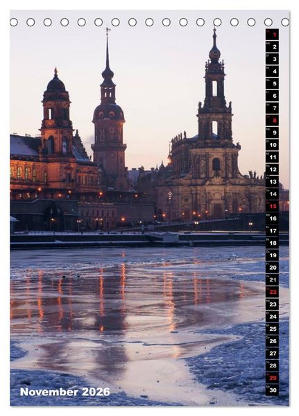 Produktbild: Dresden bei Nacht (Tischkalender 2026 DIN A5 hoch), CALVENDO Monatskalender