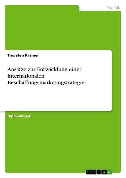 Produktbild: Ans&auml;tze zur Entwicklung einer internationalen Beschaffungsmarketingstrategie