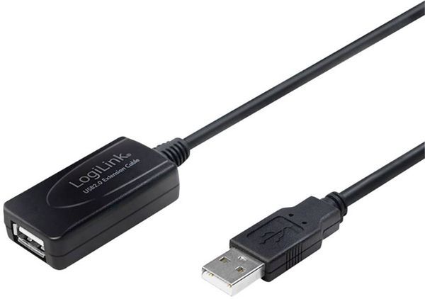 LogiLink USB-Kabel USB 2.0 USB-A Stecker, USB-A Buchse 10.00m Schwarz UA0143