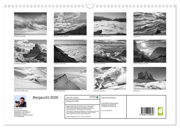 Produktbild: Bergsucht 2026 (Wandkalender 2026 DIN A3 quer), CALVENDO Monatskalender