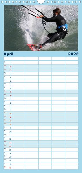 Produktbild: Familienplaner Kitesurfen - Wind und Wellen (Wandkalender 2022 , 21 cm x 45 cm, hoch)