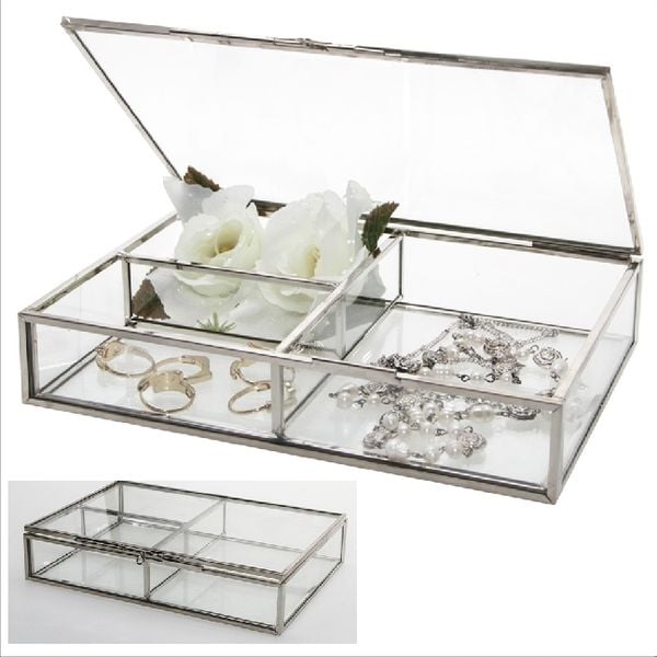 Produktbild: Sammelvitrinen Echtglas mit Metallkanten Silber/Messing