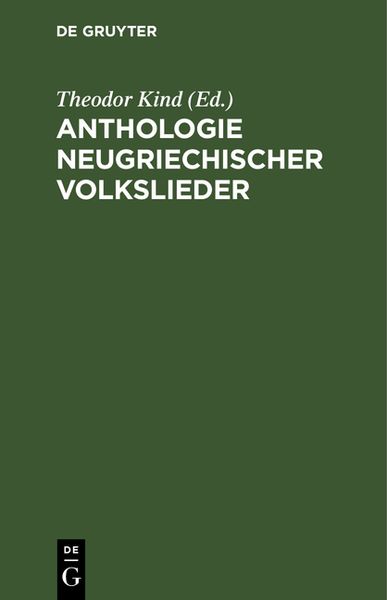 Produktbild: Anthologie neugriechischer Volkslieder