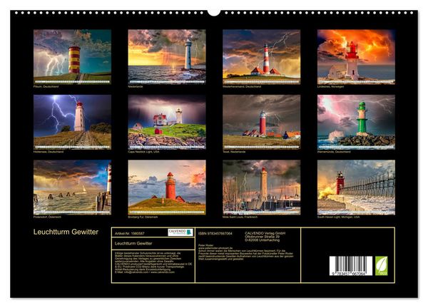 Produktbild: Leuchtturm Gewitter (hochwertiger Premium Wandkalender 2026 DIN A2 quer), Kunstdruck in Hochglanz