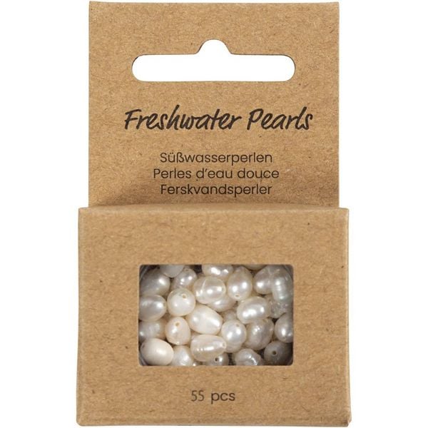 Produktbild: Creativ Company S&uuml;&szlig;wasserperlen, Quer perforiert, D 4-6 mm, Lochgr&ouml;&szlig;e 1 mm, Perlmutt, 55 Stk