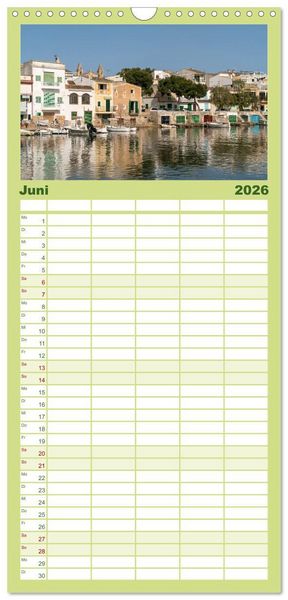 Produktbild: Familienplaner 2026 - Spanien - Balearen - Mallorca mit 5 Spalten (Wandkalender, 21 x 45 cm) CALVENDO