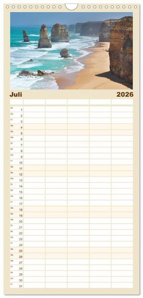 Produktbild: Familienplaner 2026 - Erlebe mit mir das unvergleichliche Australien mit 5 Spalten (Wandkalender, 21 x 45 cm) CALVENDO