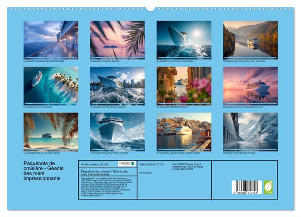 Produktbild: Paquebots de croisi&egrave;re - G&eacute;ants des mers impressionnants (Calendrier mural 2026 DIN A2 vertical) calendrier de bureau