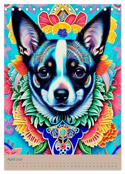 Produktbild: Chihuahuas. Kunstvolle Portr&auml;ts der kleinen Hunde (Tischkalender 2026 DIN A5 hoch), CALVENDO Monatskalender