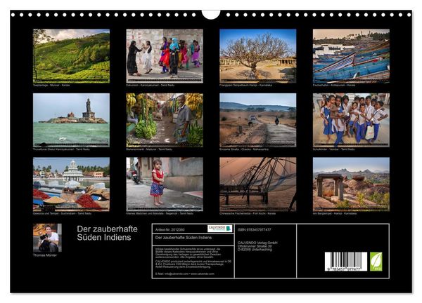 Produktbild: Der zauberhafte S&uuml;den Indiens (Wandkalender 2026 DIN A3 quer), CALVENDO Monatskalender