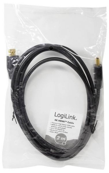Produktbild: LogiLink HDMI AV Anschlusskabel [1x HDMI-Stecker - 1x HDMI-Stecker] 2m Schwarz