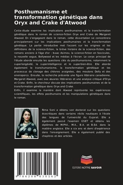 Produktbild: Posthumanisme et transformation g&eacute;n&eacute;tique dans Oryx and Crake d'Atwood