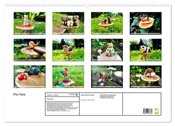 Produktbild: Pilz-Tiere (Wandkalender 2026 DIN A2 quer), CALVENDO Monatskalender