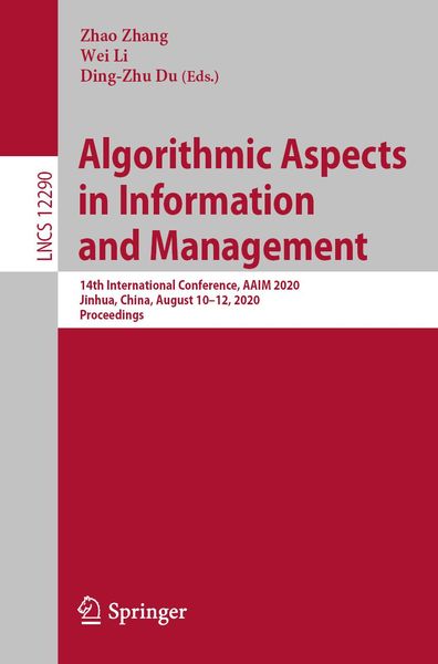 Produktbild: Algorithmic Aspects in Information and Management
