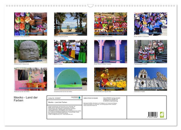 Produktbild: Mexiko - Land der Farben (Wandkalender 2026 DIN A2 quer), CALVENDO Monatskalender
