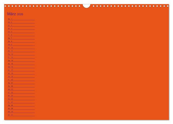 Produktbild: Bastel-Geburtstagskalender orange / Geburtstagskalender (Wandkalender 2026 DIN A3 quer), CALVENDO Monatskalender
