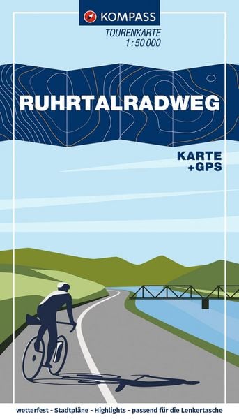 Produktbild: KOMPASS Fahrrad-Tourenkarte Ruhrtalradweg 1:50.000