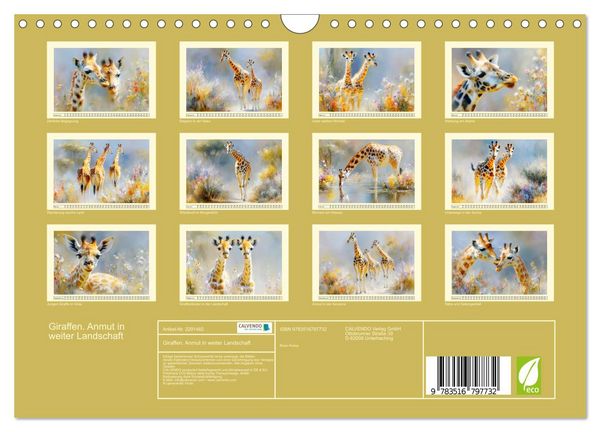 Produktbild: Giraffen. Anmut in weiter Landschaft (Wandkalender 2027 DIN A4 quer), CALVENDO Monatskalender