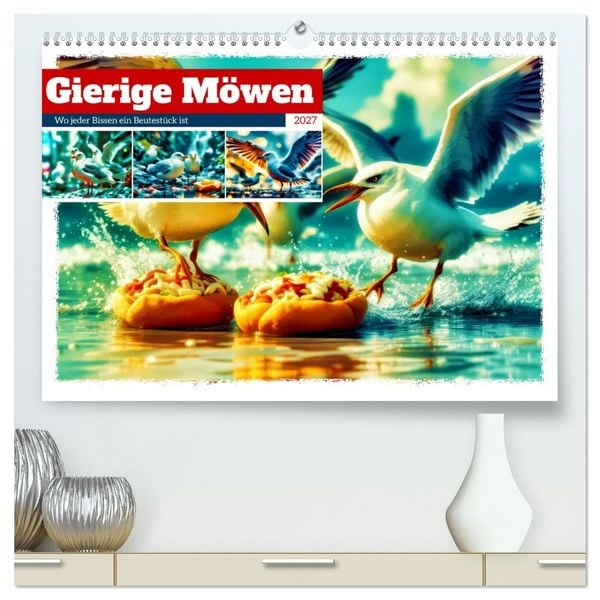 Produktbild: Gierige M&ouml;wen (hochwertiger Premium Wandkalender 2027 DIN A2 quer), Kunstdruck in Hochglanz