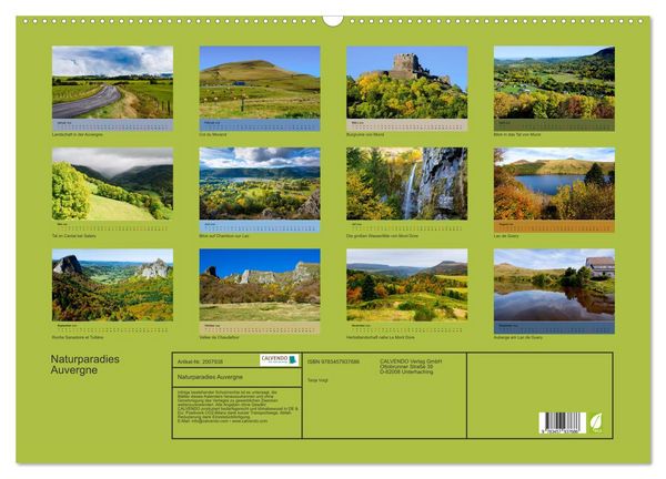 Produktbild: Naturparadies Auvergne (Wandkalender 2026 DIN A2 quer), CALVENDO Monatskalender