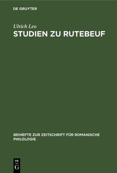 Produktbild: Studien zu Rutebeuf