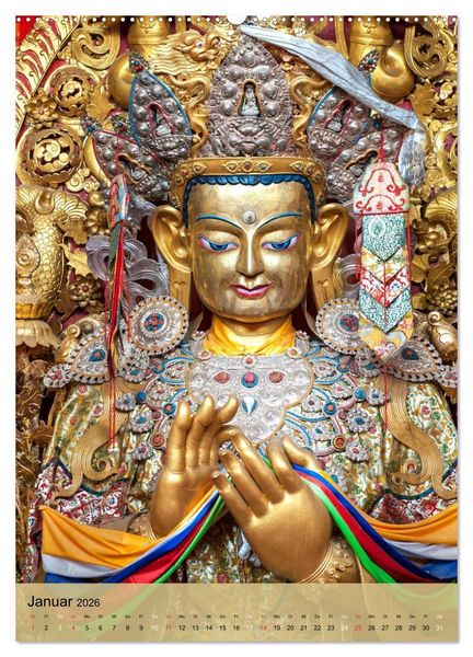 Produktbild: BUDDHA in GOLD (hochwertiger Premium Wandkalender 2026 DIN A2 hoch), Kunstdruck in Hochglanz