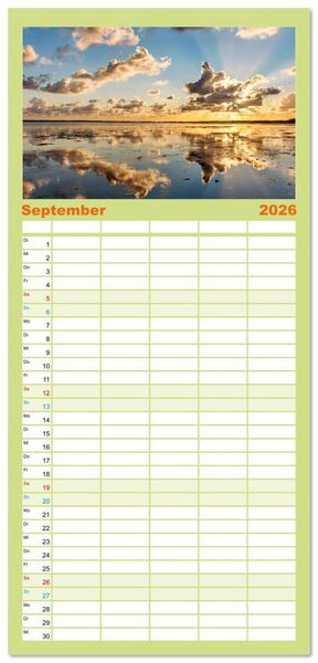 Produktbild: Familienplaner 2026 - Faszination Spiegelung - in der Natur mit 5 Spalten (Wandkalender, 21 x 45 cm) CALVENDO