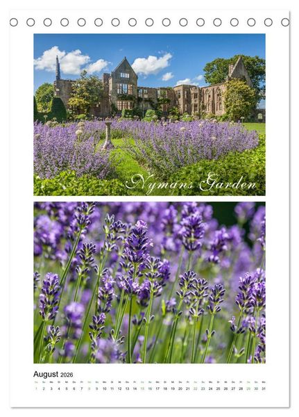 Produktbild: Gartenparadiese in England (Tischkalender 2026 DIN A5 hoch), CALVENDO Monatskalender