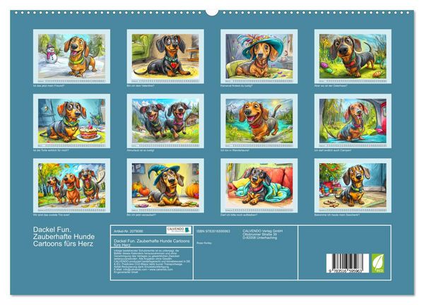 Produktbild: Dackel Fun. Zauberhafte Hunde Cartoons f&uuml;rs Herz (hochwertiger Premium Wandkalender 2026 DIN A2 quer), Kunstdruck in Hochglanz