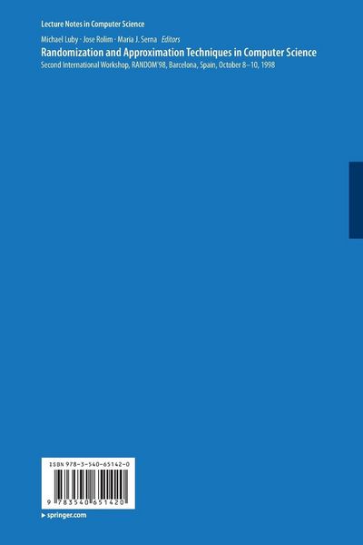 Produktbild: Randomization and Approximation Techniques in Computer Science