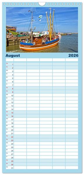 Produktbild: Familienplaner 2026 - Reise an die Nordsee - Neuharlingersiel mit 5 Spalten (Wandkalender, 21 x 45 cm) CALVENDO
