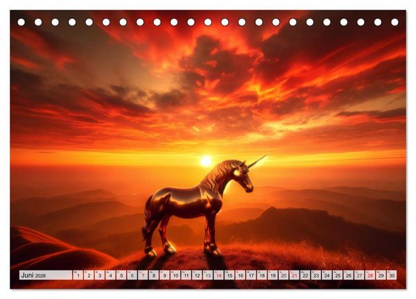 Produktbild: Mystische Einh&ouml;rner - Jahreszeiten im Einhornland (Tischkalender 2026 DIN A5 quer), CALVENDO Monatskalender