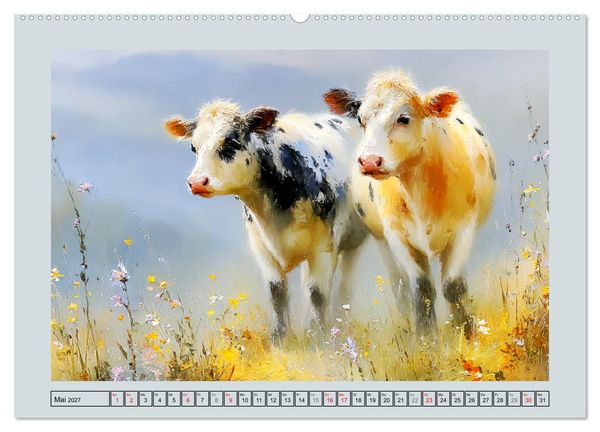 Produktbild: K&uuml;he und K&auml;lber. L&auml;ndliche Idylle (Wandkalender 2027 DIN A2 quer), CALVENDO Monatskalender