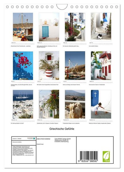 Produktbild: Griechische Gef&uuml;hle (Wandkalender 2026 DIN A4 hoch), CALVENDO Monatskalender