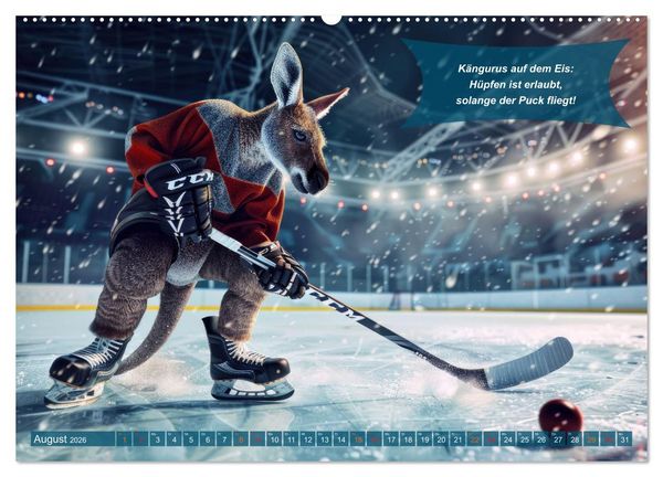 Produktbild: Der tierisch lustige Eishockey Kalender (Wandkalender 2026 DIN A2 quer), CALVENDO Monatskalender