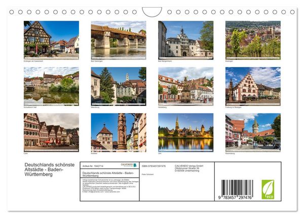 Produktbild: Deutschlands sch&ouml;nste Altst&auml;dte - Baden-W&uuml;rttemberg (Wandkalender 2026 DIN A4 quer), CALVENDO Monatskalender