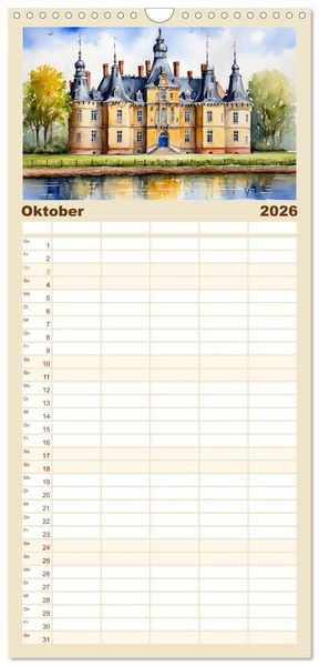 Produktbild: Familienplaner 2026 - M&auml;rchenschl&ouml;sser und Burgen mit 5 Spalten (Wandkalender, 21 x 45 cm) CALVENDO