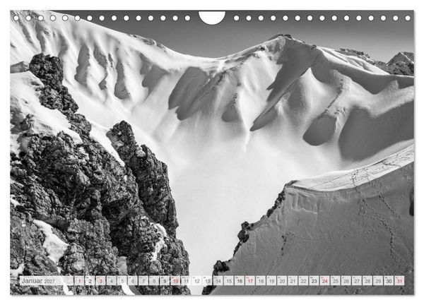 Produktbild: Bergpixels Schwarz-Wei&szlig;e Gebirgstr&auml;ume (Wandkalender 2027 DIN A4 quer), CALVENDO Monatskalender