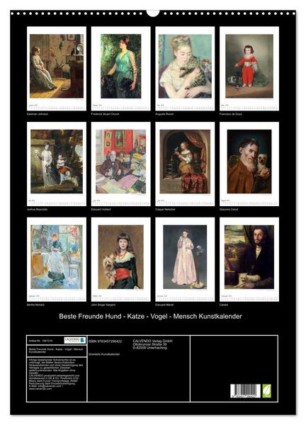 Produktbild: Beste Freunde Hund - Katze - Vogel - Mensch Kunstkalender (Wandkalender 2026 DIN A2 hoch), CALVENDO Monatskalender