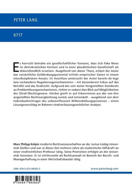 Produktbild: Die Strafbarkeit der Verbreitung von Fake News &ndash; Regulierungsmechanismen zur Bek&auml;mpfung moderner Erscheinungsformen bei der Verbreitung unwahrer Tatsachenbehauptungen