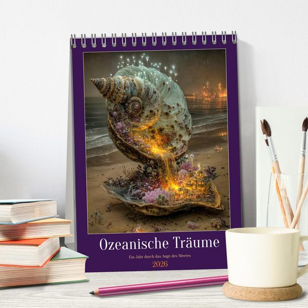 Produktbild: Ozeanische Tr&auml;ume - Ein Jahr durch das Auge des Meeres (Tischkalender 2026 DIN A5 hoch), CALVENDO Monatskalender