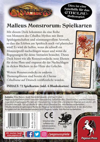 Produktbild: Cthulhu: Malleus Monstrorum Spielkarten