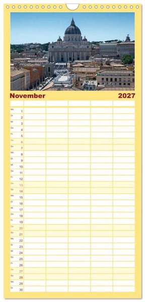 Produktbild: Familienplaner 2027 - San Pietro - Petersplatz und Petersdom mit 5 Spalten (Wandkalender, 21 x 45 cm) CALVENDO