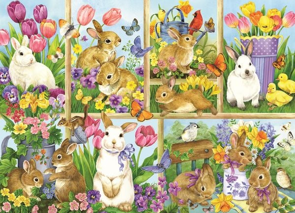 Produktbild: COBBLE HILL PUZZLES - Hasen im Tulpenbeet 500 Teile