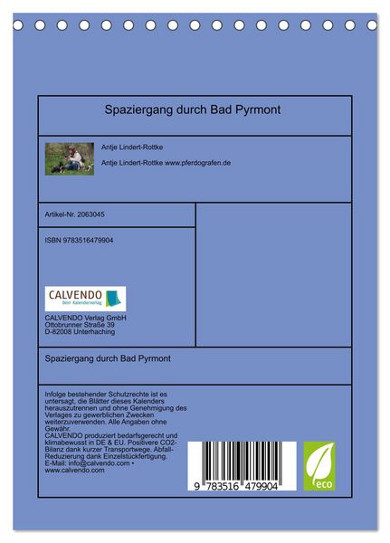 Produktbild: Spaziergang durch Bad Pyrmont (Tischkalender 2026 DIN A5 hoch), CALVENDO Monatskalender