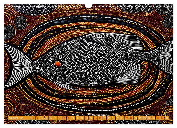 Produktbild: Traumzeit - KI-generierte Aborigine-Kunst aus dem Herzen Australiens (Wandkalender 2026 DIN A3 quer), CALVENDO Monatskalender