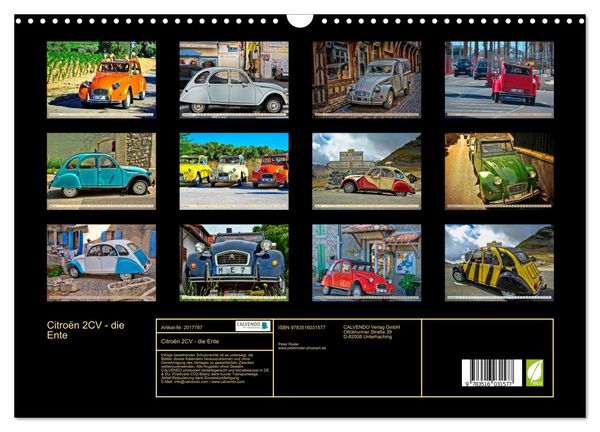Produktbild: Citro&euml;n 2CV - die Ente (Wandkalender 2026 DIN A3 quer), CALVENDO Monatskalender